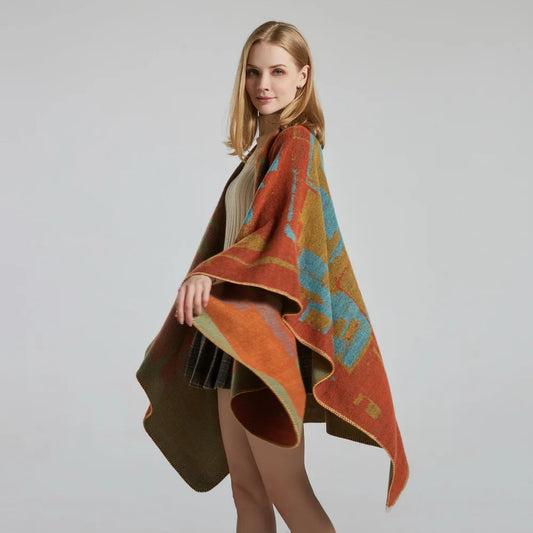2020 Autumn Winter Plus Size Warm Oil Print Ponchos And Capes For Women Oversized Shawls Wraps Cashmere Pashmina Femme Bufanda