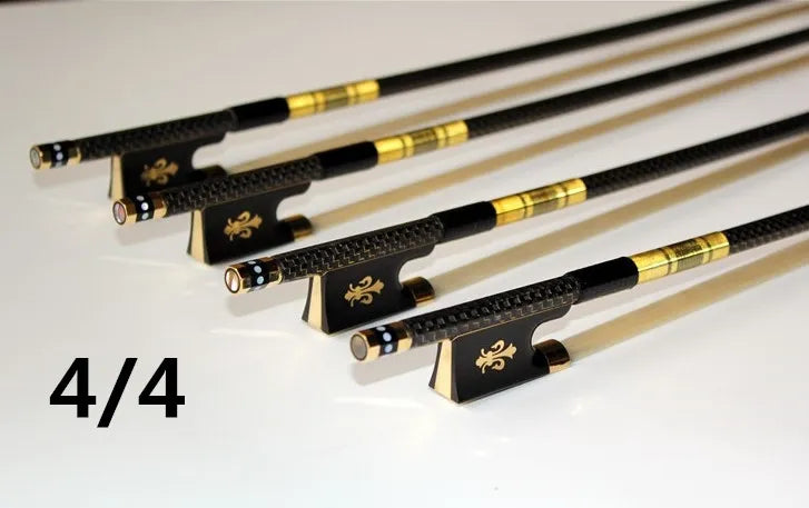 1pc New PRO 4/4 3/4 1/2 1/4 szie Carbon fiber violin bow with grillwork Ebony Frog Carving flower