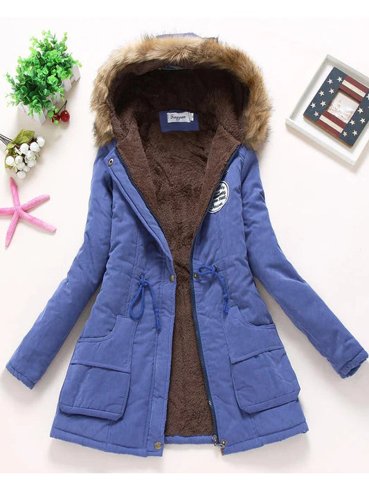 FTLZZ New Winter Coats Women Cotton-wadded Slim Jacket Thermal Warm Parkas Quilt Overcoat Poncho Jaqueta Casacos Feminina
